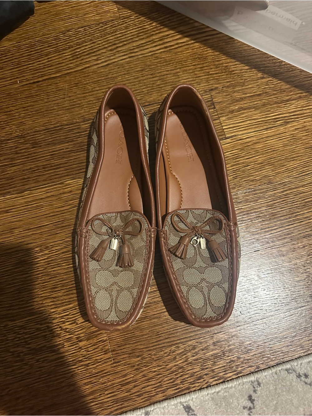 Coach Brown Signature Canvas Tassel Loafers
